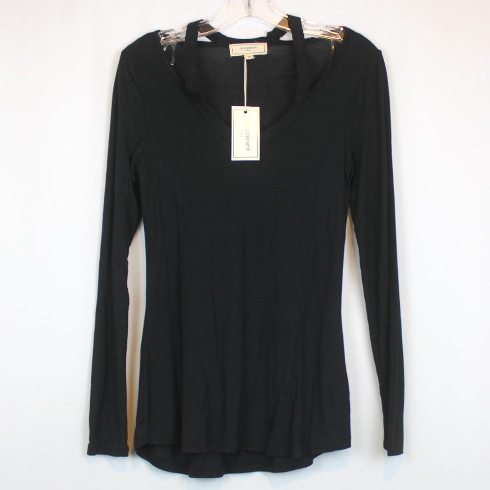No Comment NY-LA Black Long Sleeve Off Shoulder Top